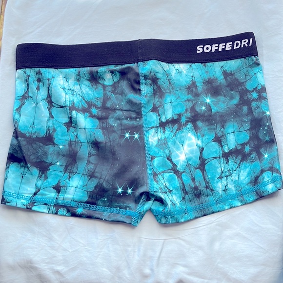 SOFFE DRI Low Rise Turquoise Black Star Athletic Shorts Size Medium - Picture 6 of 8